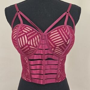 Women's Strappy Lace Bustier - Pink